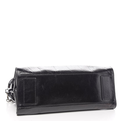 Saint Laurent Cracked Shiny Calfskin Souple 36H Sac De Jour Duffle Black 4 of 10