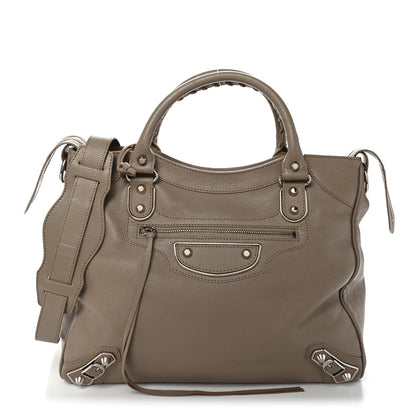 Balenciaga Chevre Silver Metallic Edge Hardware Velo Beige Dune Argille 1 of 11