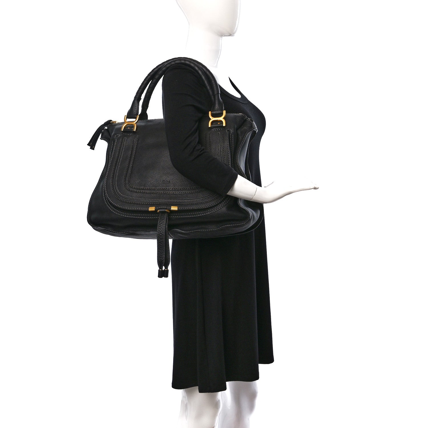 Chloe Calfskin Large Marcie Satchel Black 2 of 11