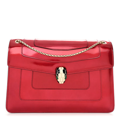 Bulgari Metallic Calfskin Serpenti Forever Shoulder Bag Red 1 of 13