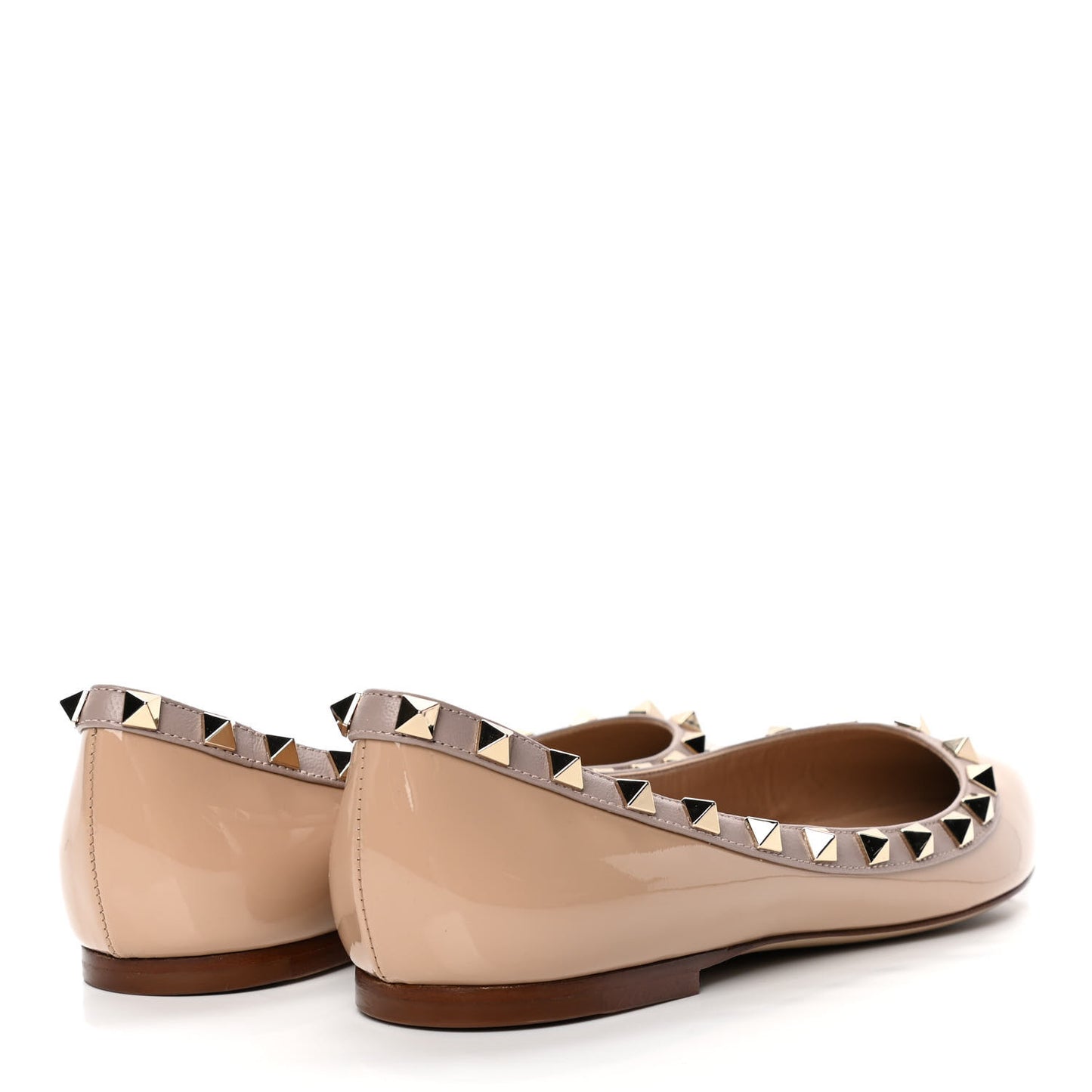 Patent Rockstud Ballerina Flats 38 Camel Rose Poudre