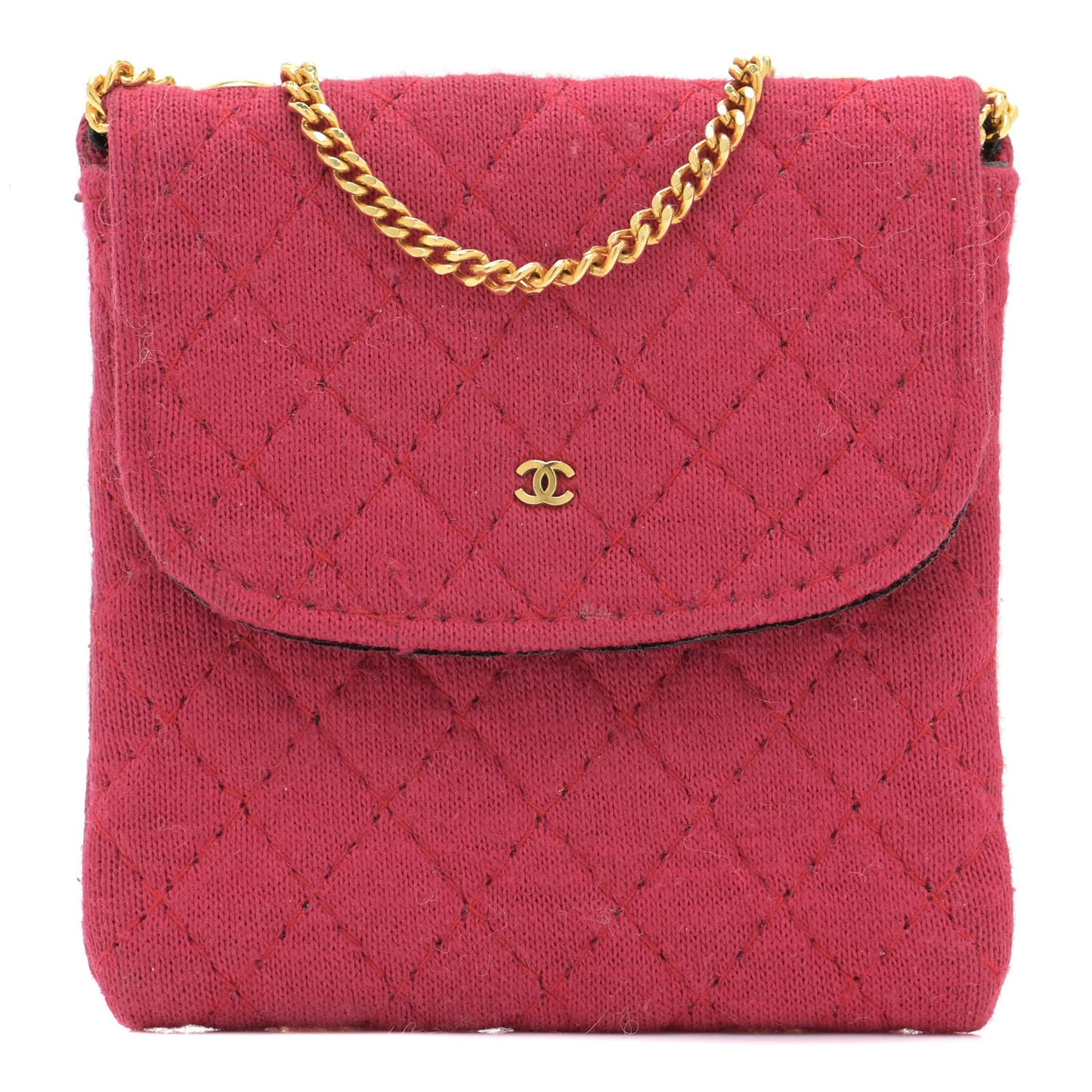 Jersey Quilted Micro Flap Bag Pink