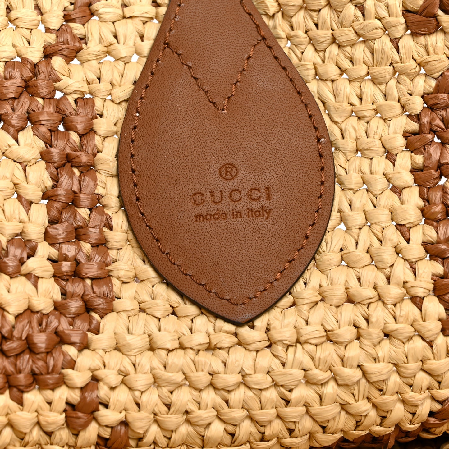 Raffia Woven Monogram Jumbo Medium Tote Natural Brown