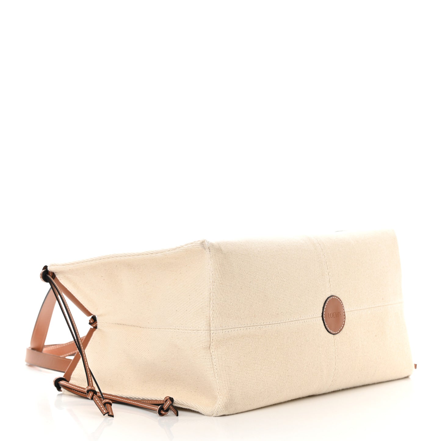 Canvas Calfskin Small Cushion Tote Beige