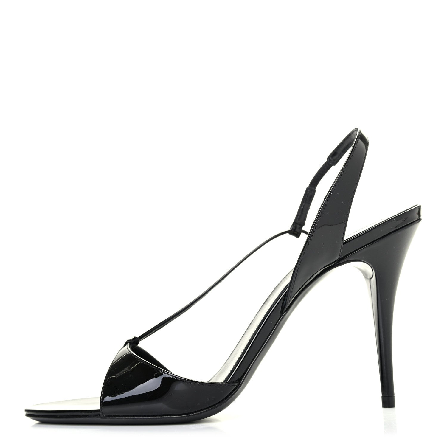 Saint Laurent Patent Calfskin Anouk 110 Sandals 38 Black 1 of 4