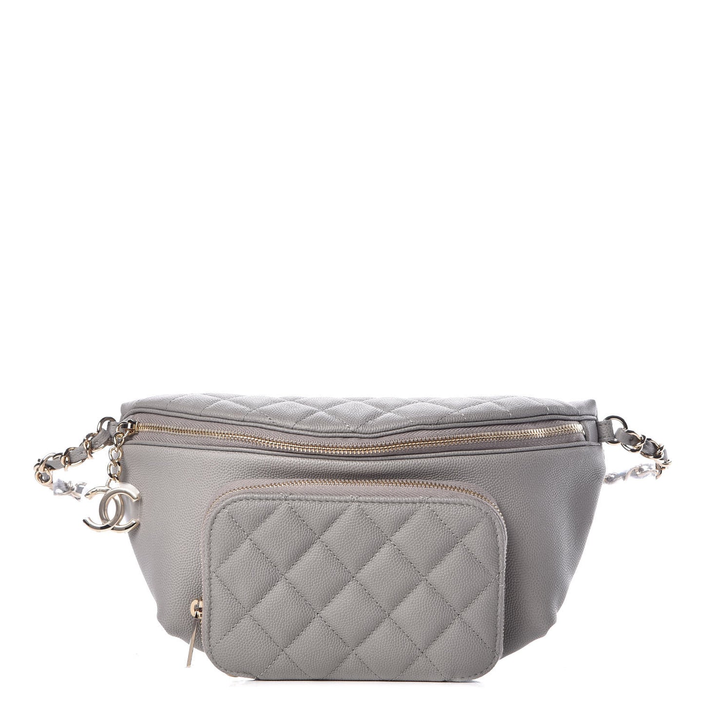 Caviar Quilted Business Affinity Waist Bag Grey