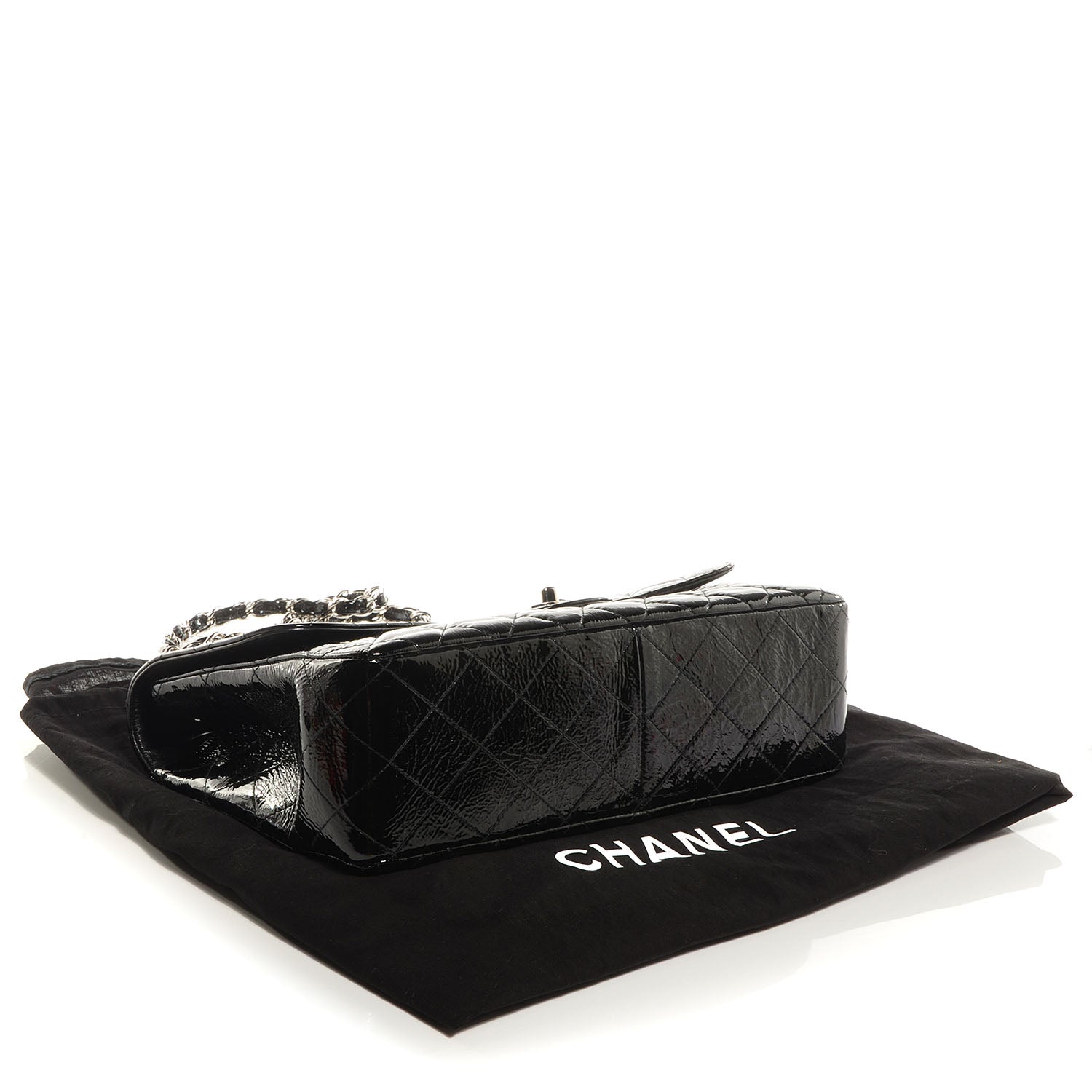 Chanel Distressed Patent Jumbo Single Flap Black 4 of 8