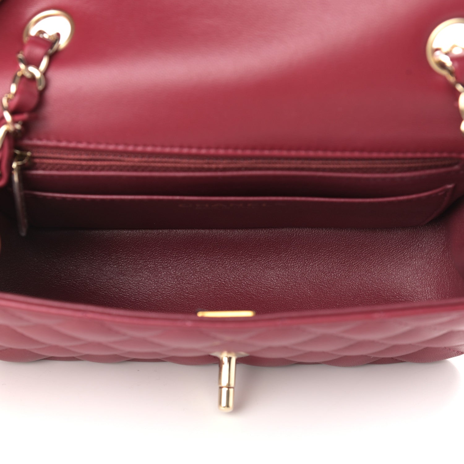 Chanel Lambskin Quilted Mini Rectangular Flap Burgundy 4 of 8