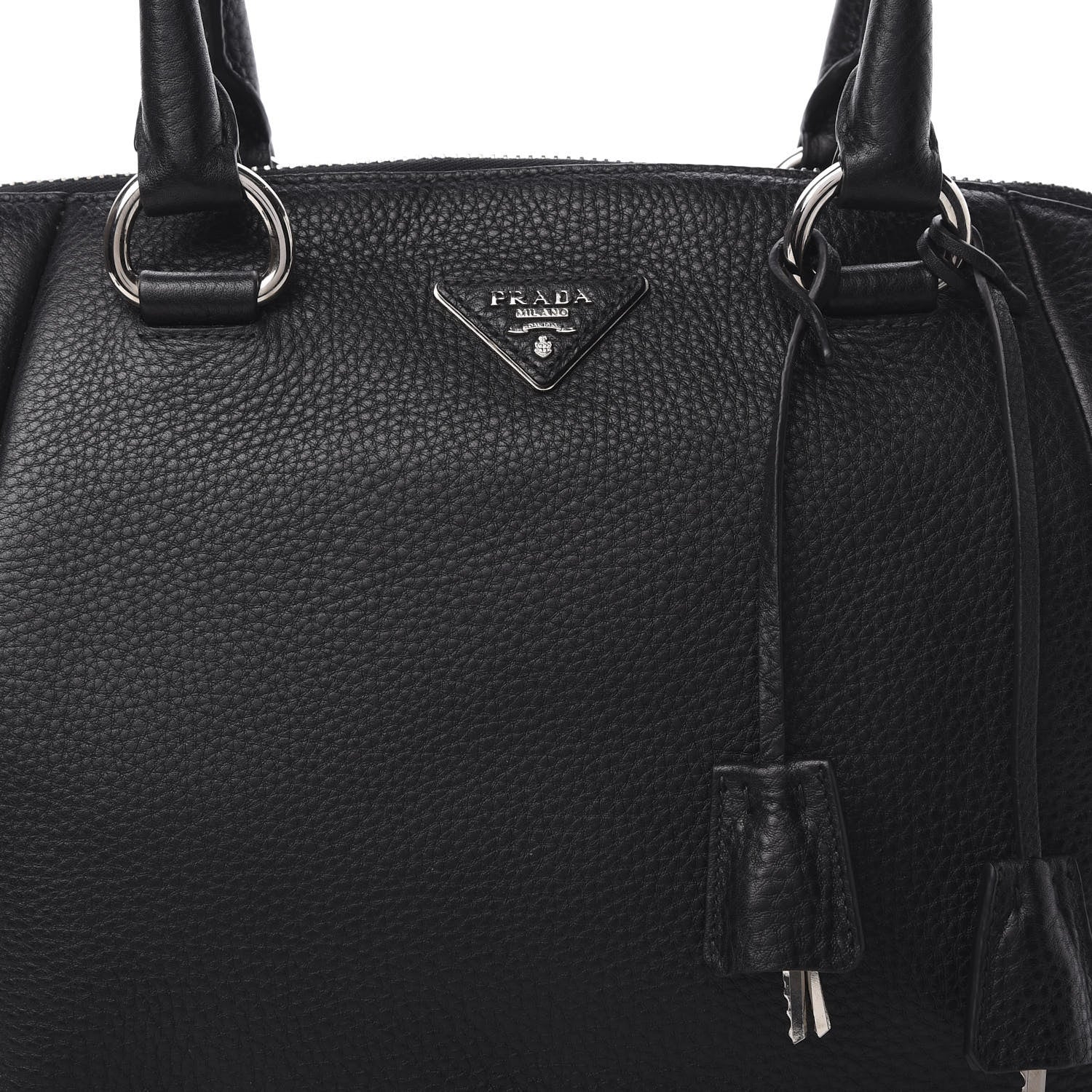 Prada Vitello Daino Double Handle Satchel Black 9 of 11