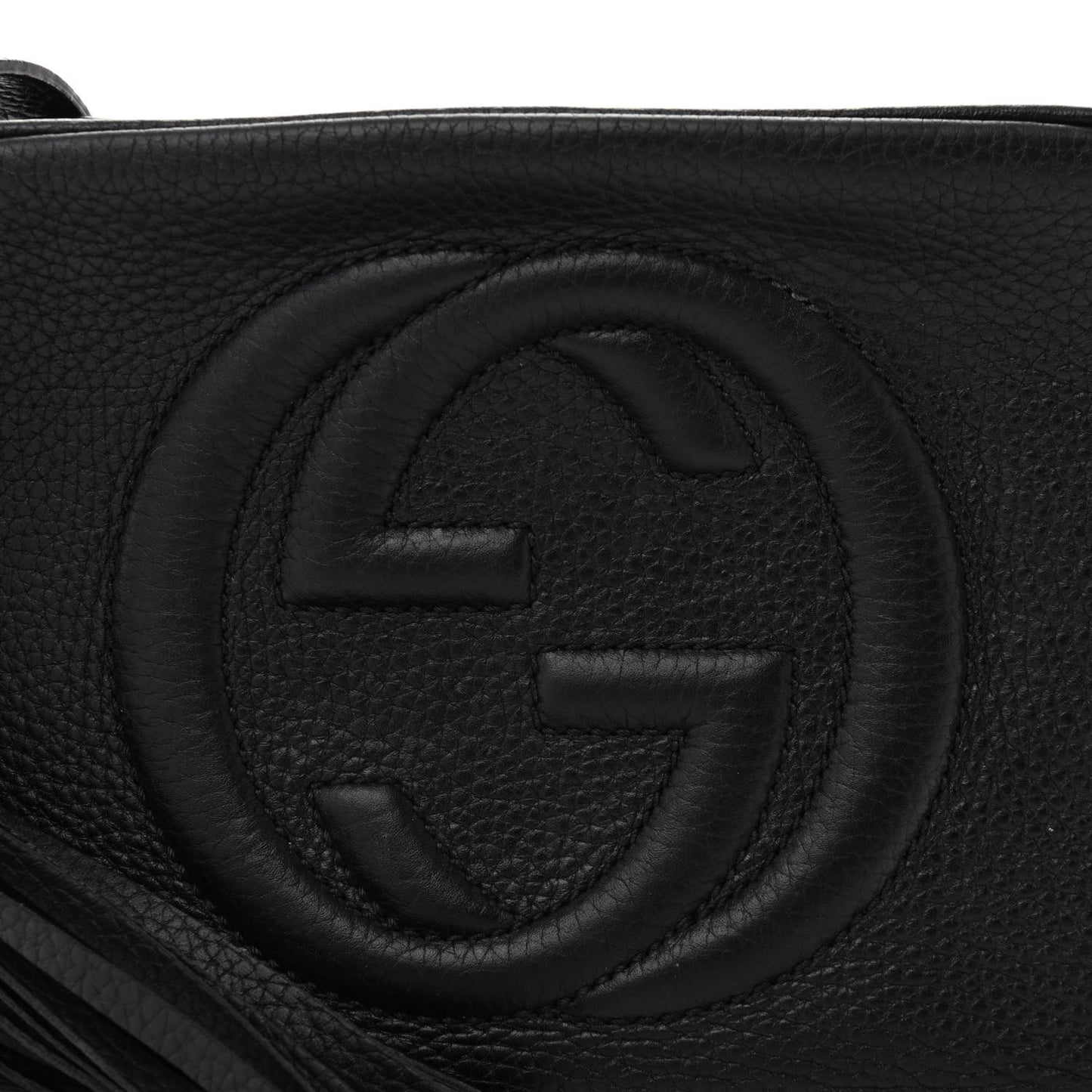 Pebbled Calfskin Small Soho Disco Bag Black