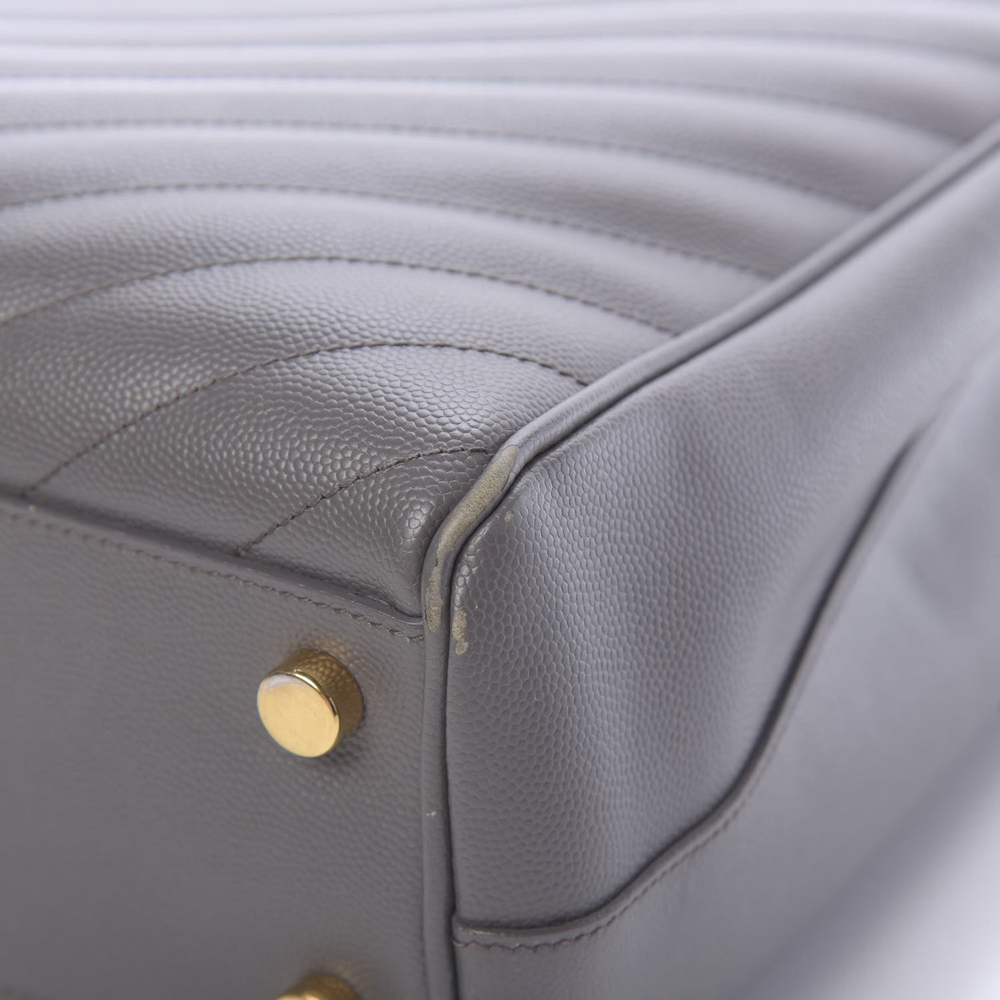 Grain De Poudre Matelasse Chevron Monogram Shopping Bag Fog