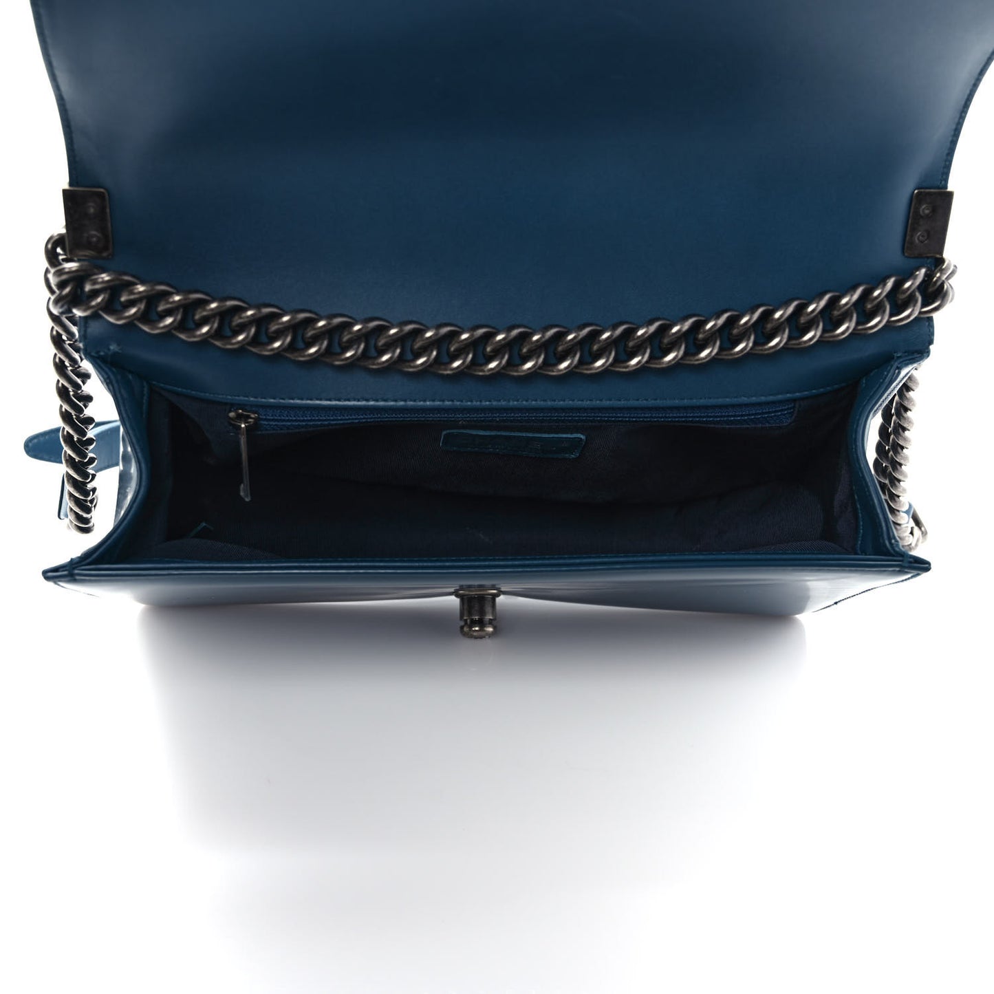 Glazed Calfskin Medium Boy Flap Blue