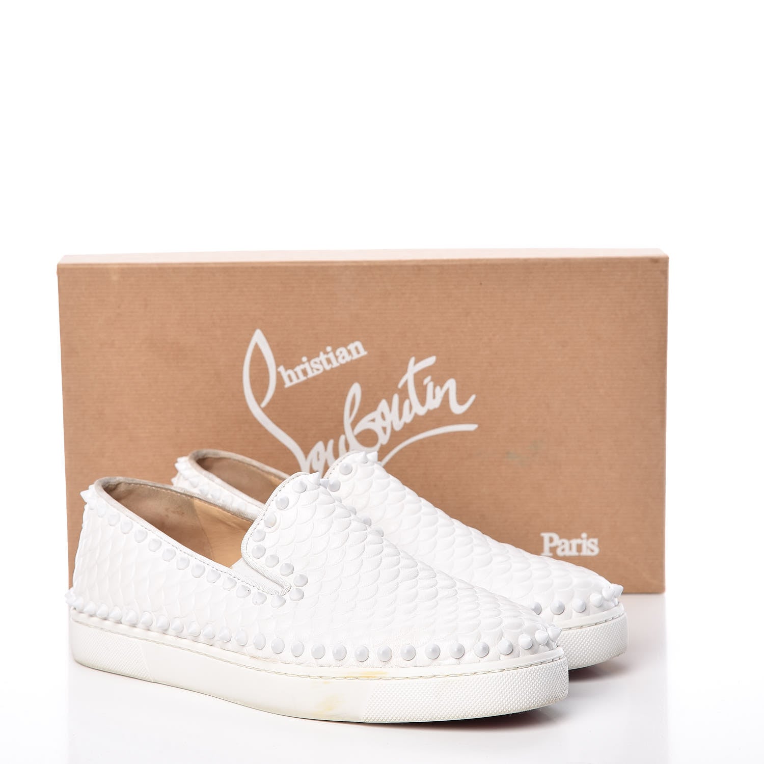 Christian Louboutin Nappa Scallop Embossed Spikes Roller Boat Flat 39 White 18 of 18