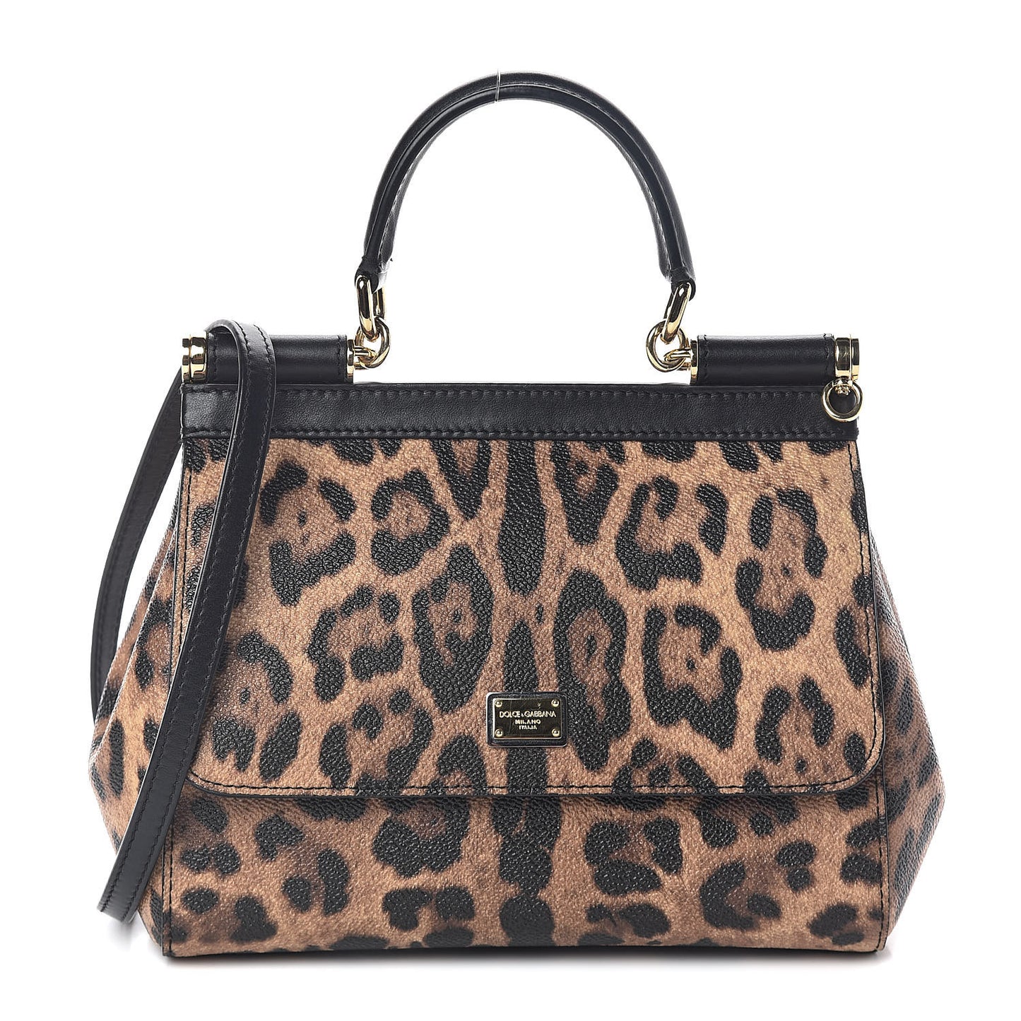 Dauphine Leopard Print Mini Miss Sicily Satchel Black