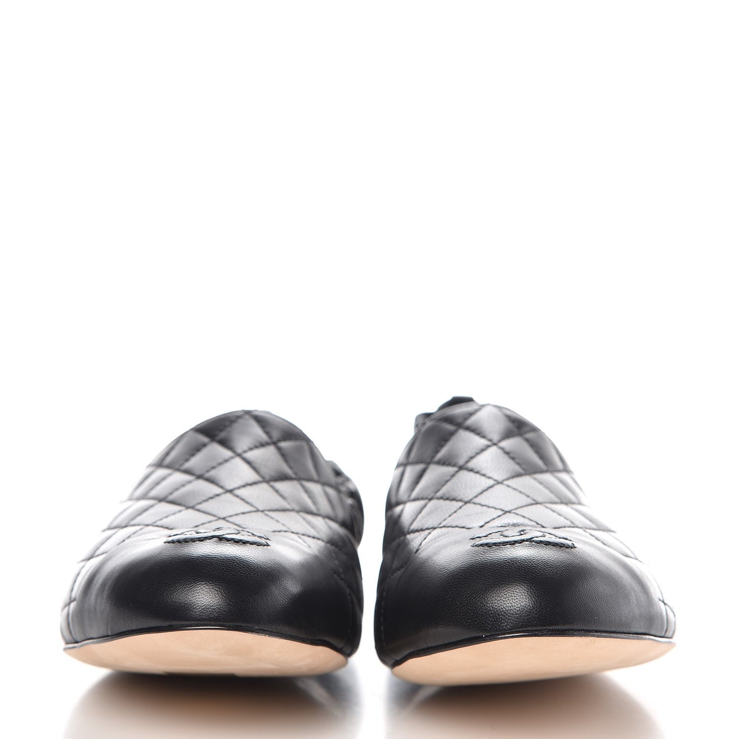 Lambskin Quilted Elastic CC Loafers 40 Black