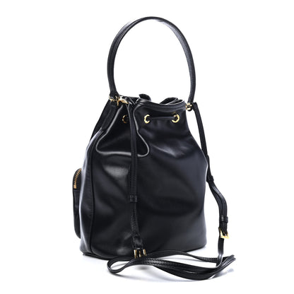 Prada Light Calfskin Saffiano Mini Bucket Crossbody Bag Black 2 of 4