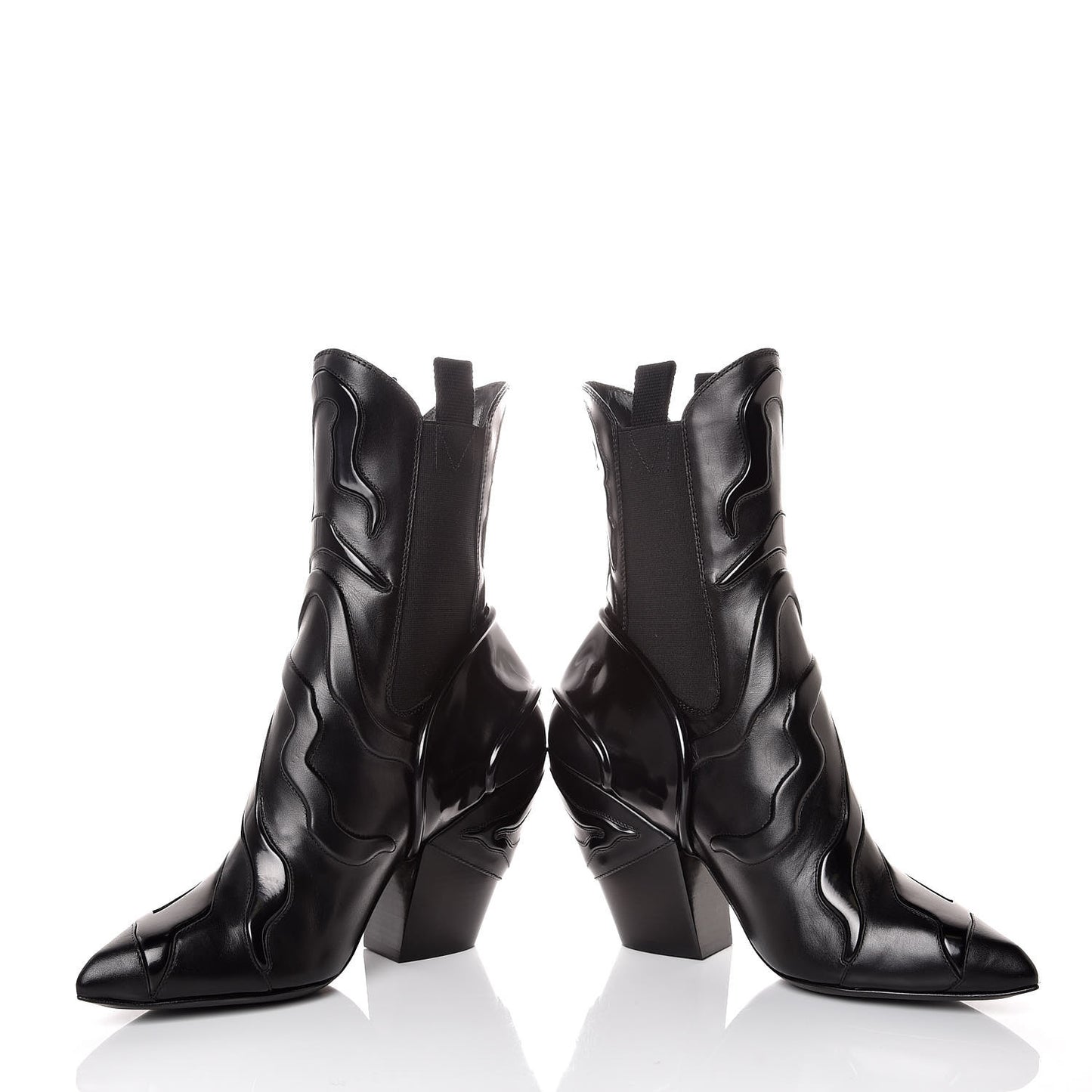 Calfskin Patent Monogram Fireball Ankle Boots 38 Black