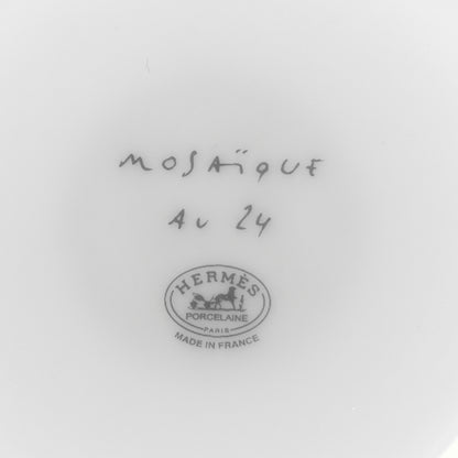 Hermes Porcelain Mosaique Au 24 Platine Tea Cup And Saucer Set Of 2 Platinum 7 of 8