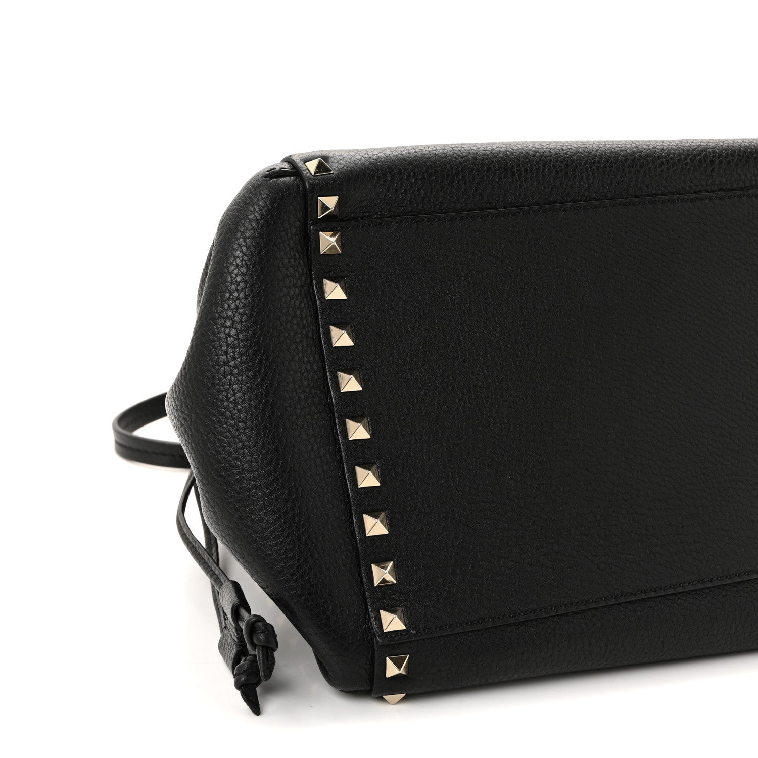 Valentino Garavani Grained Calfskin Rockstud Double Handle Cinch Tote Black 8 of 9