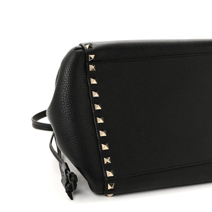 Valentino Garavani Grained Calfskin Rockstud Double Handle Cinch Tote Black 8 of 9