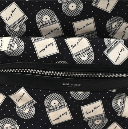 Saint Laurent Canvas Record Print City Backpack Black White 7 of 10