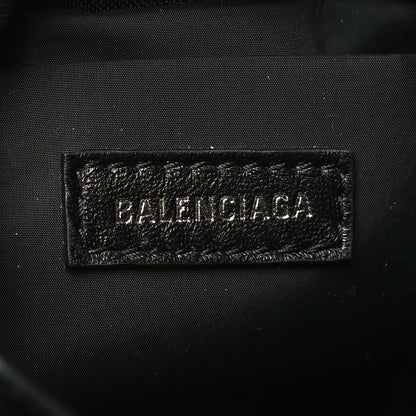 Balenciaga Recycled Sport Nylon Logo Embroidered Wheel Drawstring Bucket Bag Black White 6 of 10