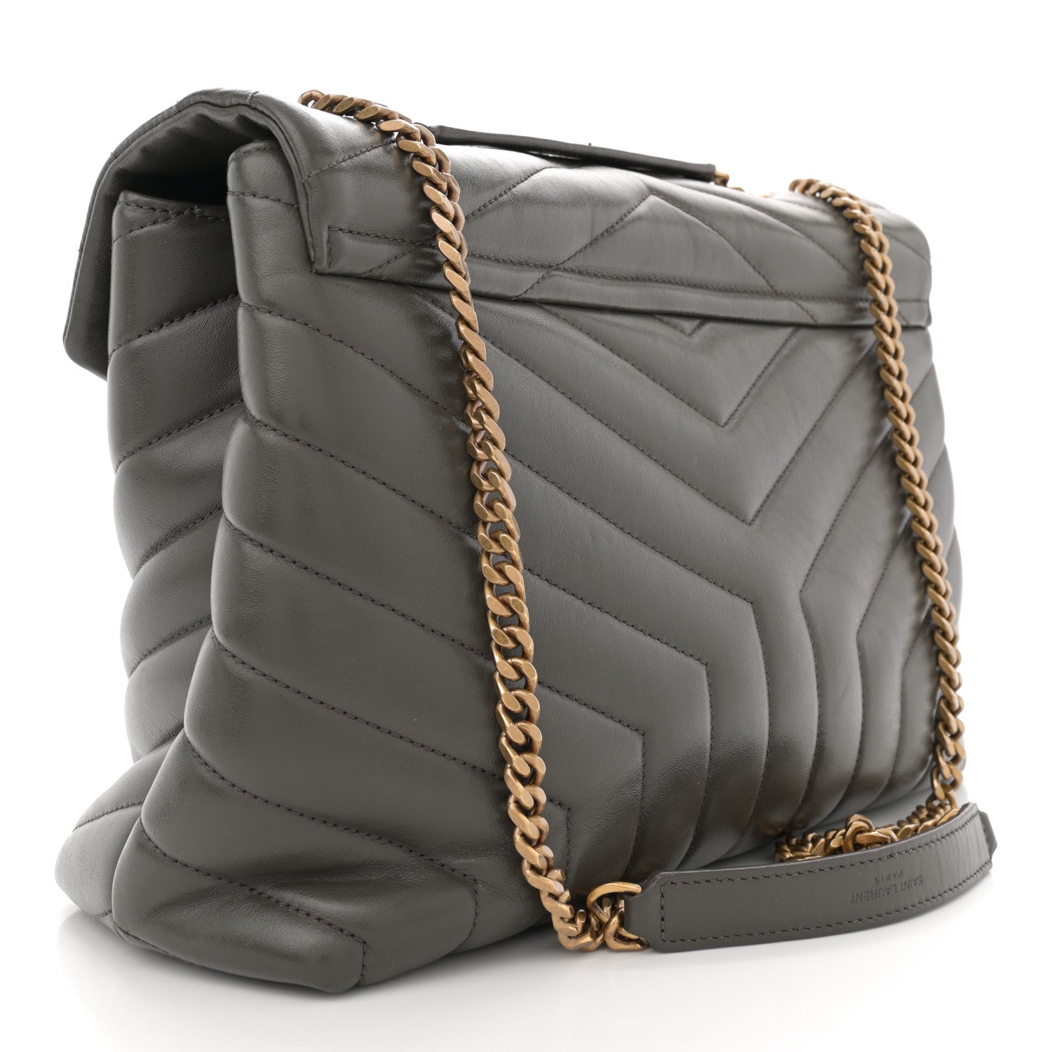 Saint Laurent Calfskin Y Quilted Monogram Medium Loulou Chain Satchel Pebble 2 of 12