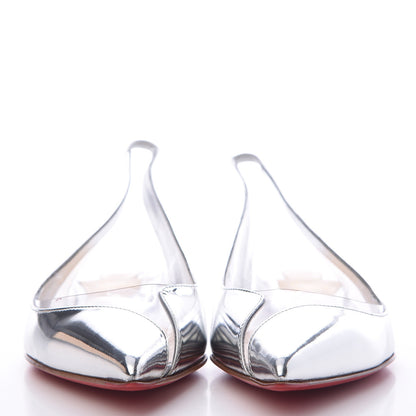 Christian Louboutin Specchio PVC V Dec Slingback Flats 36.5 Silver 2 of 8