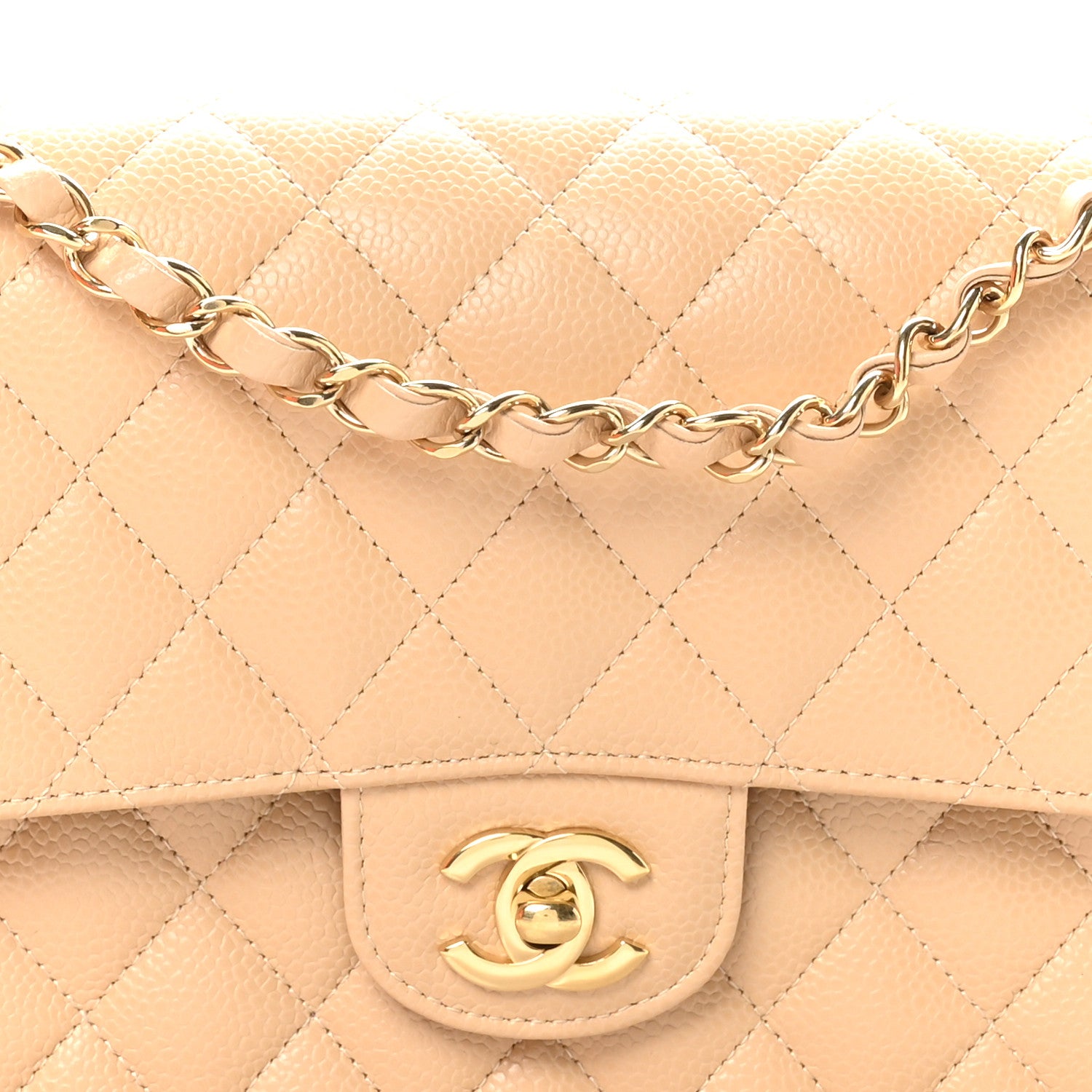 Chanel Caviar Quilted Medium Double Flap Beige 8 of 11