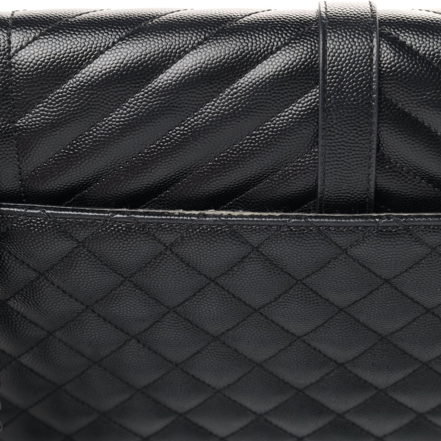 Grain De Poudre Textured Mixed Matelasse Large Triquilt Monogram Monochrome Satchel Black