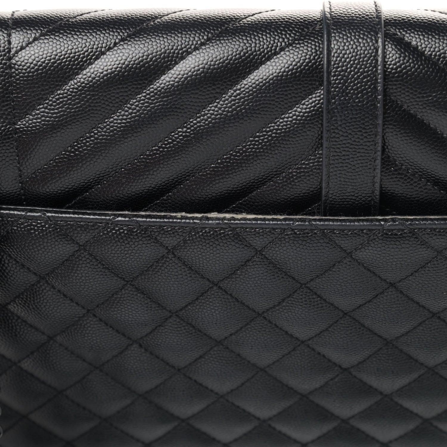 Saint Laurent Grain De Poudre Textured Mixed Matelasse Large Triquilt Monogram Monochrome Satchel Black 9 of 10