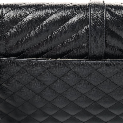 Saint Laurent Grain De Poudre Textured Mixed Matelasse Large Triquilt Monogram Monochrome Satchel Black 9 of 10