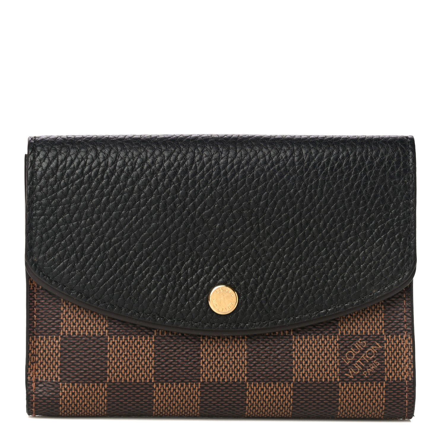 Louis Vuitton Damier Ebene Normandy Compact Wallet Black 1 of 15