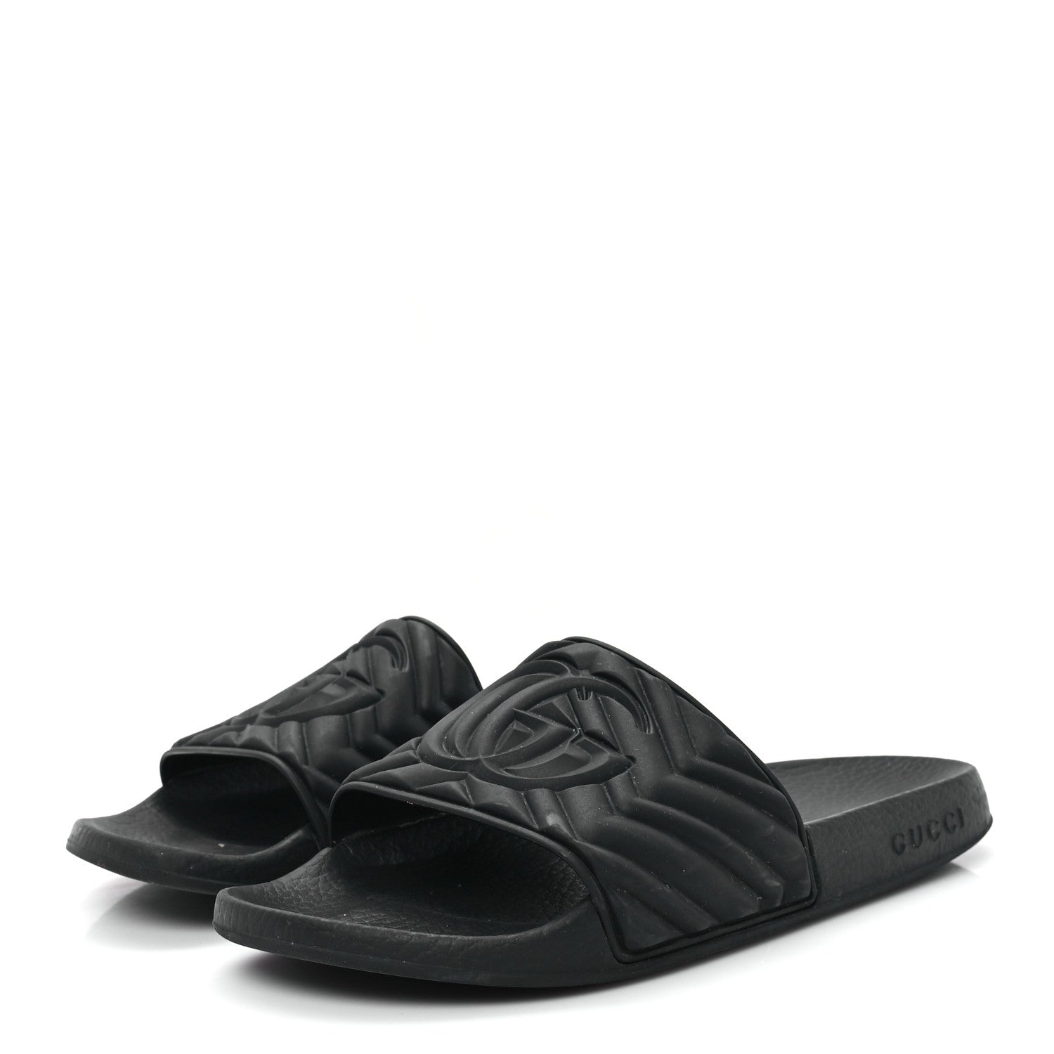 Gucci Rubber Matelasse Womens Slide Sandals 39 Black 4 of 9