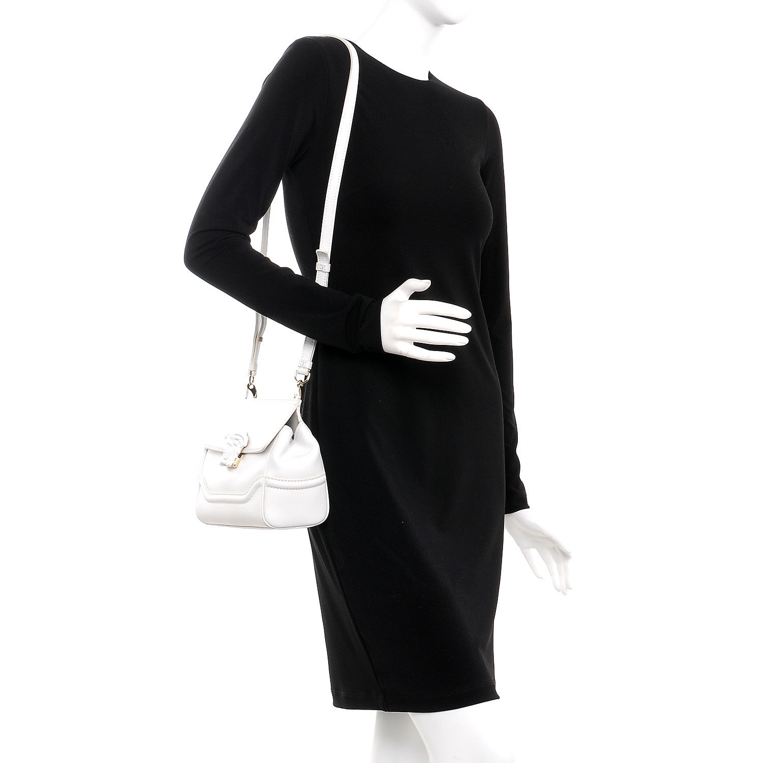 Versace Calfskin Palazzo Empire Crossbody Bag White 3 of 23
