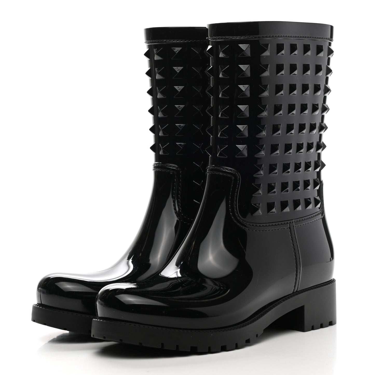 Rubber Rockstud Short Rainboots 37 Black