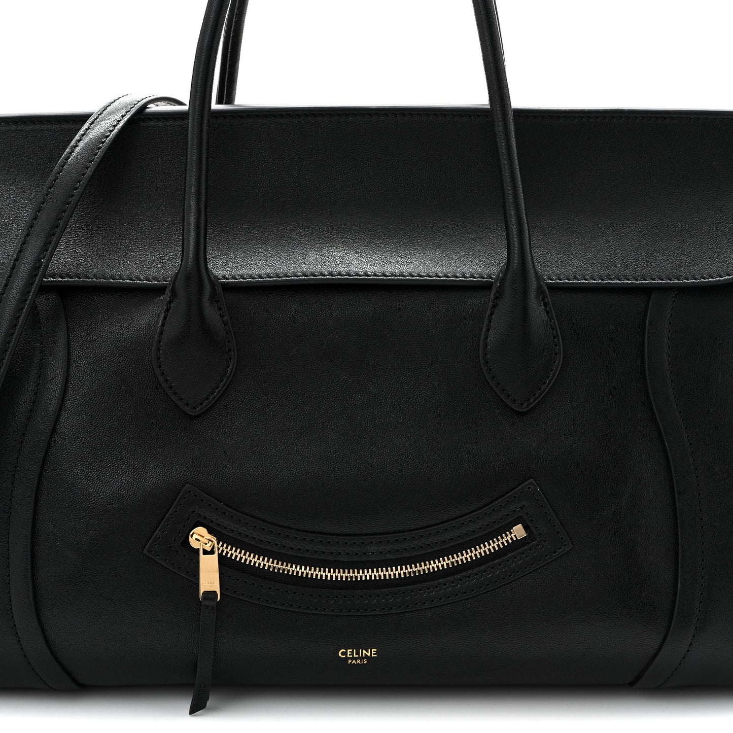 Supple Shiny Lambskin Medium Smiling New Luggage Black
