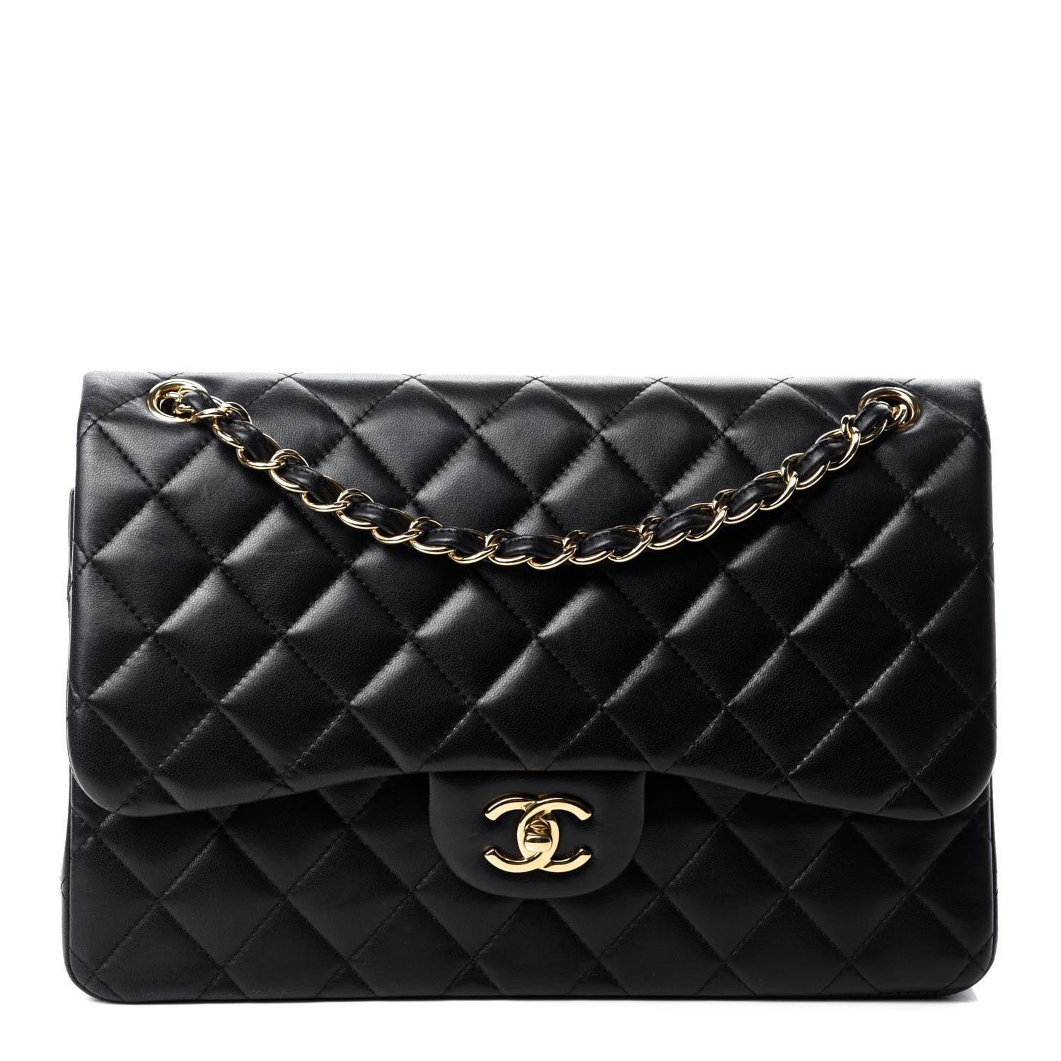 Chanel Lambskin Quilted Jumbo Double Flap Black 1 of 15