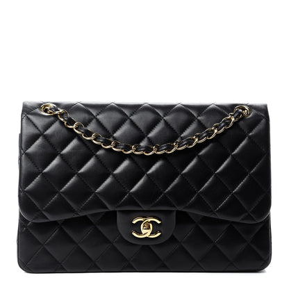 Chanel Lambskin Quilted Jumbo Double Flap Black 1 of 15