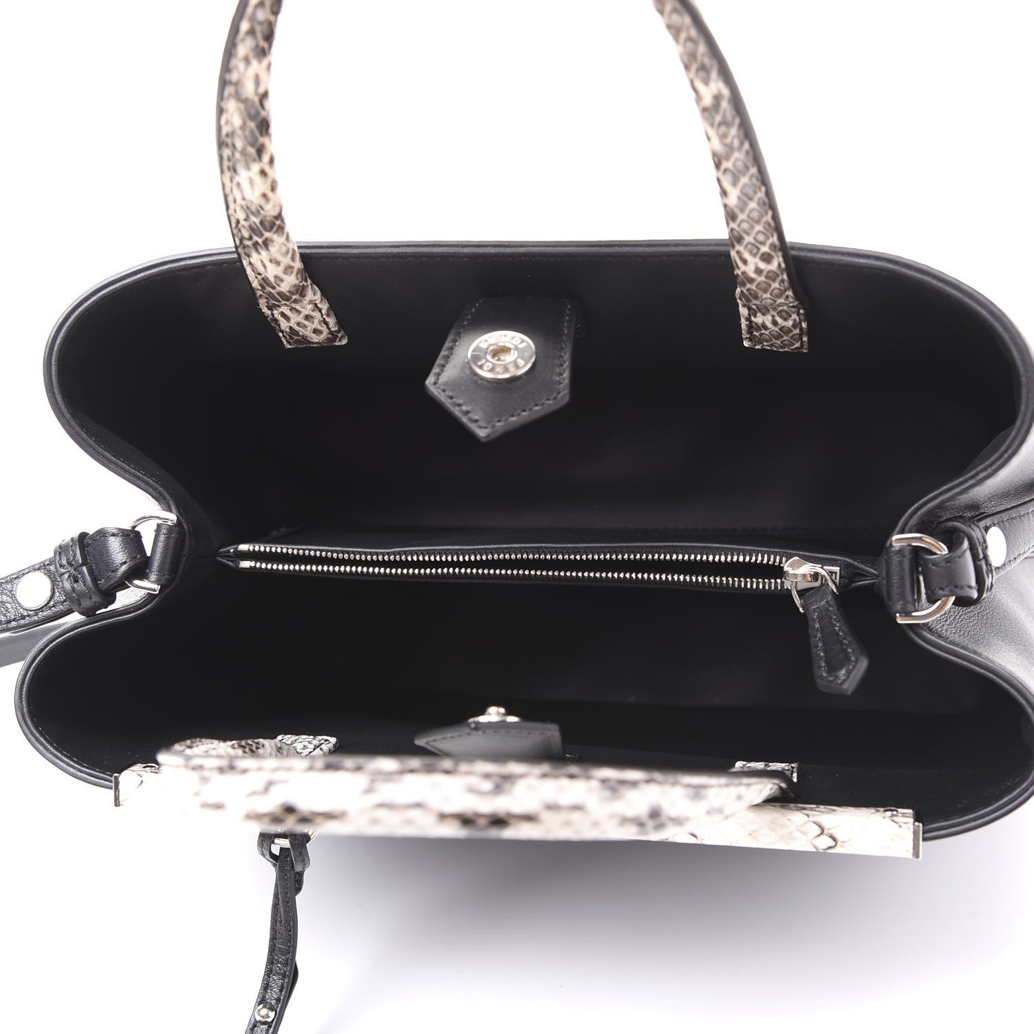 Fendi Vitello Dolce Elaphe Petite 2Jours Tote Black 4 of 8