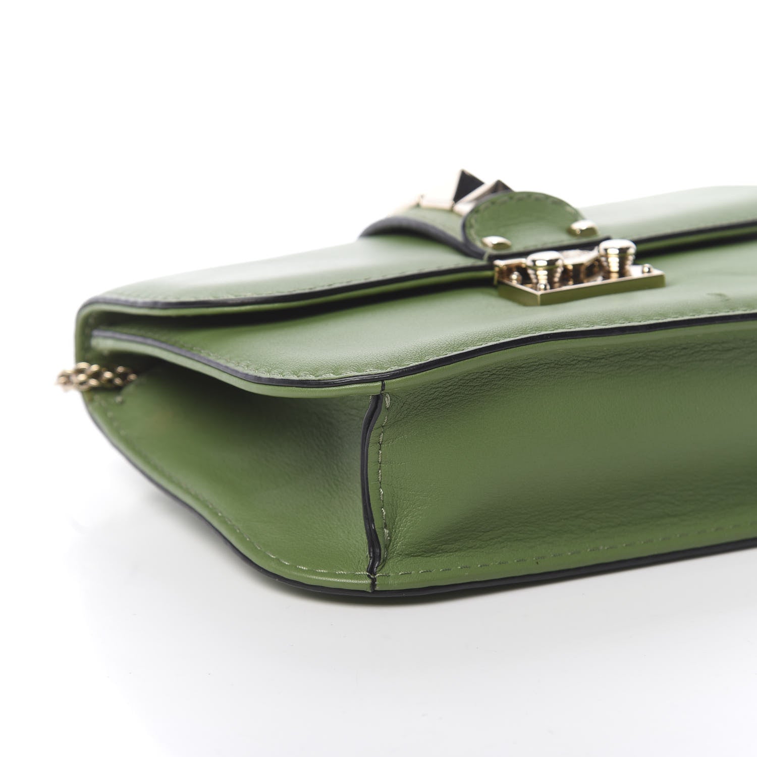 Valentino Garavani Vitello Small Glam Lock Rockstud Flap Green 7 of 10