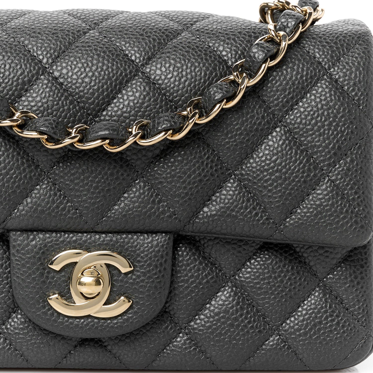 Chanel Iridescent Caviar Quilted Mini Rectangular Flap Charcoal 9 of 11