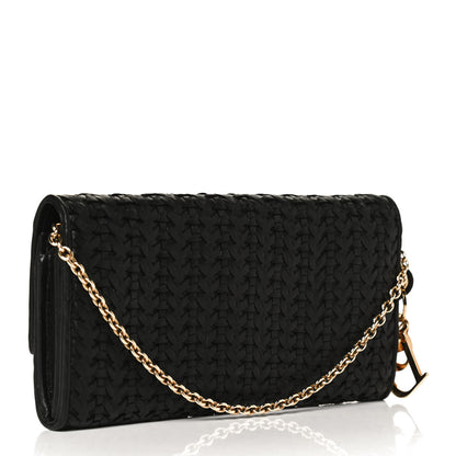 Christian Dior Woven Lady Dior Rendezvous Wallet On Chain Black 2 of 10