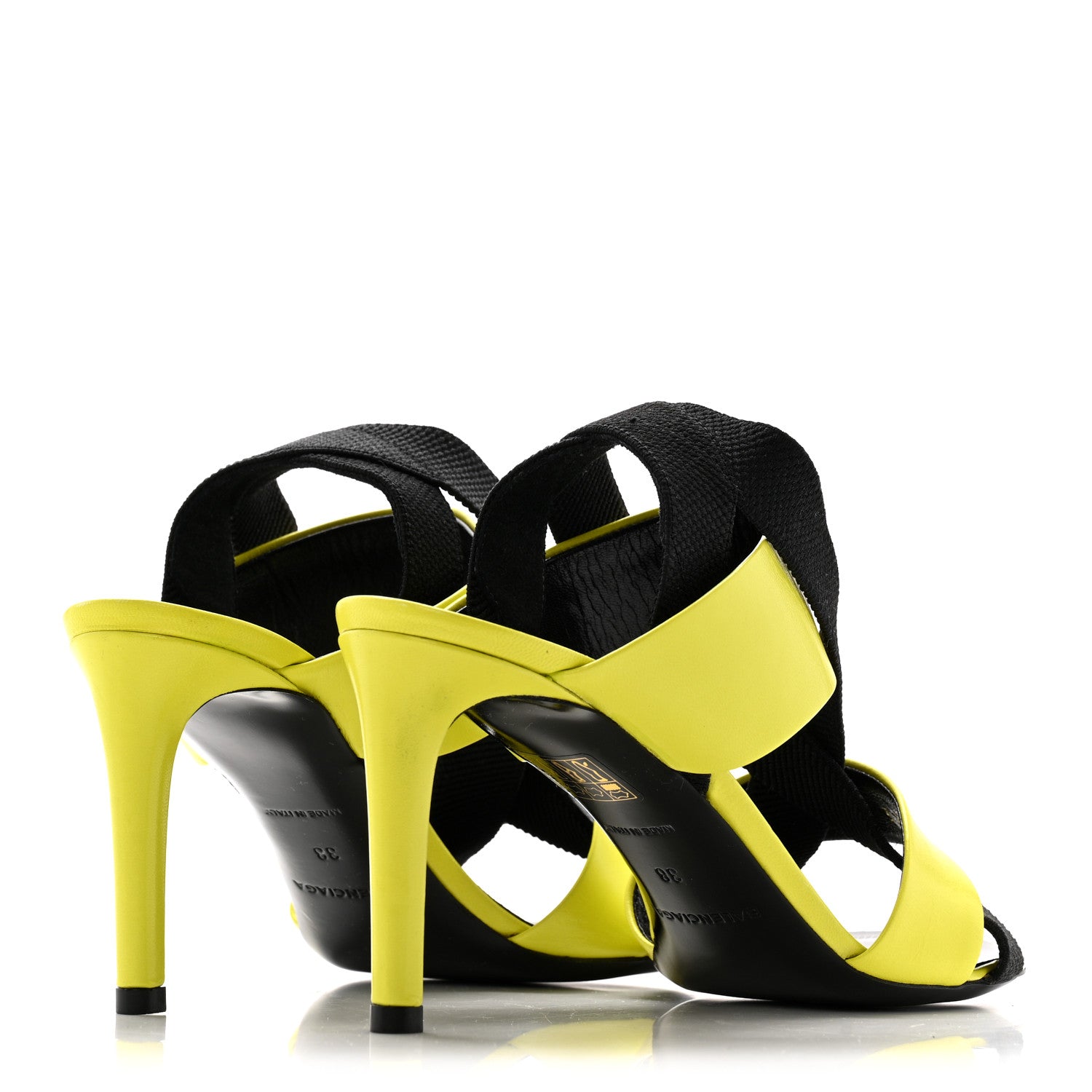 Balenciaga Chevreau Brilliant Elastic Sandals 38 Jaune Acid Black 5 of 9