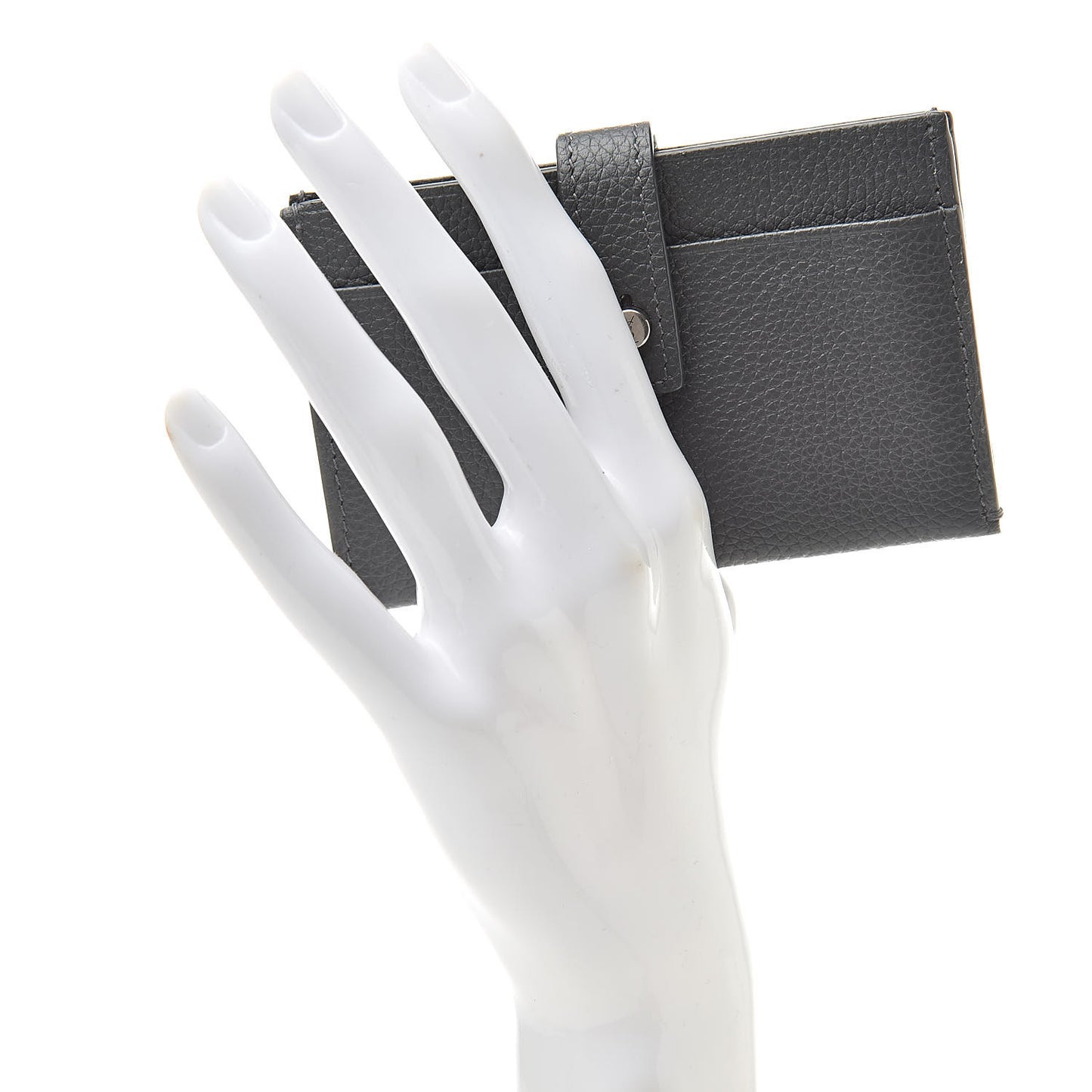 Grained Calfskin Sac De Jour Souple Card Case Grey