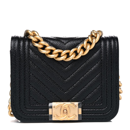Chanel Caviar Chevron Quilted Boy Flap Waist Belt Bag Black 1 of 4