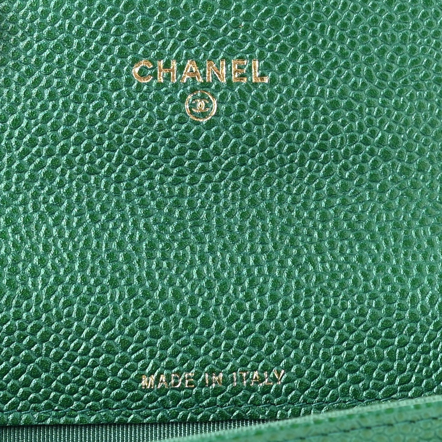 Chanel Metallic Caviar Quilted Flap Card Holder Wallet Green 6 of 8