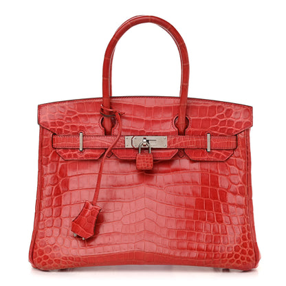 Hermes Shiny Niloticus Crocodile Birkin 30 Sanguine 1 of 14