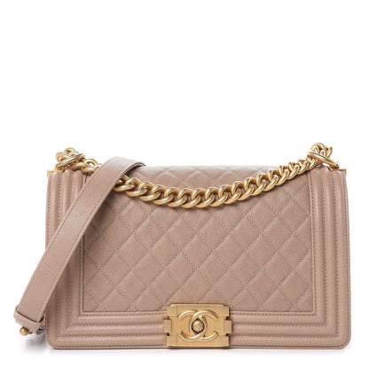Chanel Caviar Quilted Medium Boy Flap Dark Beige 1 of 10