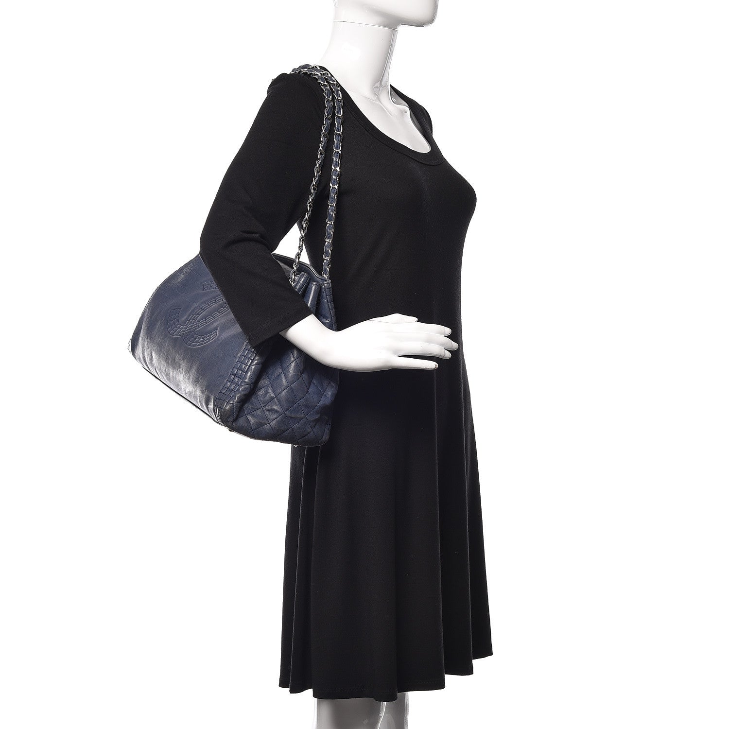 Chanel Calfskin Coco Bengal Open Accordion Tote Blue 2 of 14